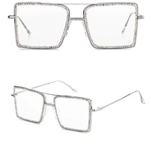 ☘OVERSIZED WOMENS FASHION RHINESTONE CLEAR GLASSES